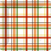 Colorful Autumn Plaid Party Plates | (2) 8 Ct. Packs - 7 inch Dessert Paper Plates for 16 People | Fall Birthdays Friendsgiving Thanksgiving Tableware Decor | Bountiful Plaid Design