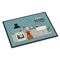 Caroline's Treasures CK7815JMAT Chinese Chongqing Dog Kitchen Scene Doormat 24x36 Front Door Mat Indoor Outdoor Rugs for Entryway, Non Slip Washable Low Pile, 24H X 36W