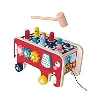 ERINGOGO 1 Set Toy Pounding Game Toy Magnetic Wood Preschool Toy Wood Whack Toy Sports Pounding Bench Toy Wooden Men and The Bench