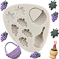 Grape Fruit Silicone Fondant Molds Grape Champagne Bottle Candy Molds For Cake Decorating Cupcake Topper Candy Chocolate Gum Paste Polymer Clay Set Of 1