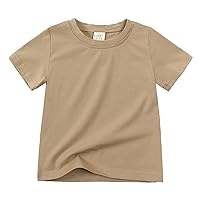 Solid Color T Shirts for Toddler Girls Girl's Tees Crewnek Tops Short Sleeve Blouses Base Layer Underwear
