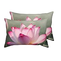 2 Pack Queen Size Pillow Cases with Envelope Closure Lotus Flower Blossom Pillow Cover 20x30 Inches Soft Breathable Pillowcase for Hair and Skin, Sleeping Gift
