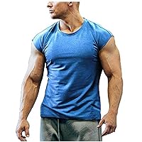 Men's Muscle Shirt Summer Casual Workout Tops Plain Athletic Tank Top Crewneck Quick Dry Gym Shirts Active T-Shirt