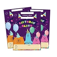 Purple Birthday Invitation Card Printable Fill or Write In Blank Invites Party Supplies Pack Of 28 5 x 7 Inches