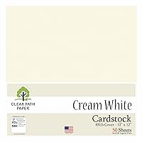 Cream White Cardstock - 12 x 12 inch - 65Lb Cover - 50 Sheets - Clear Path Paper