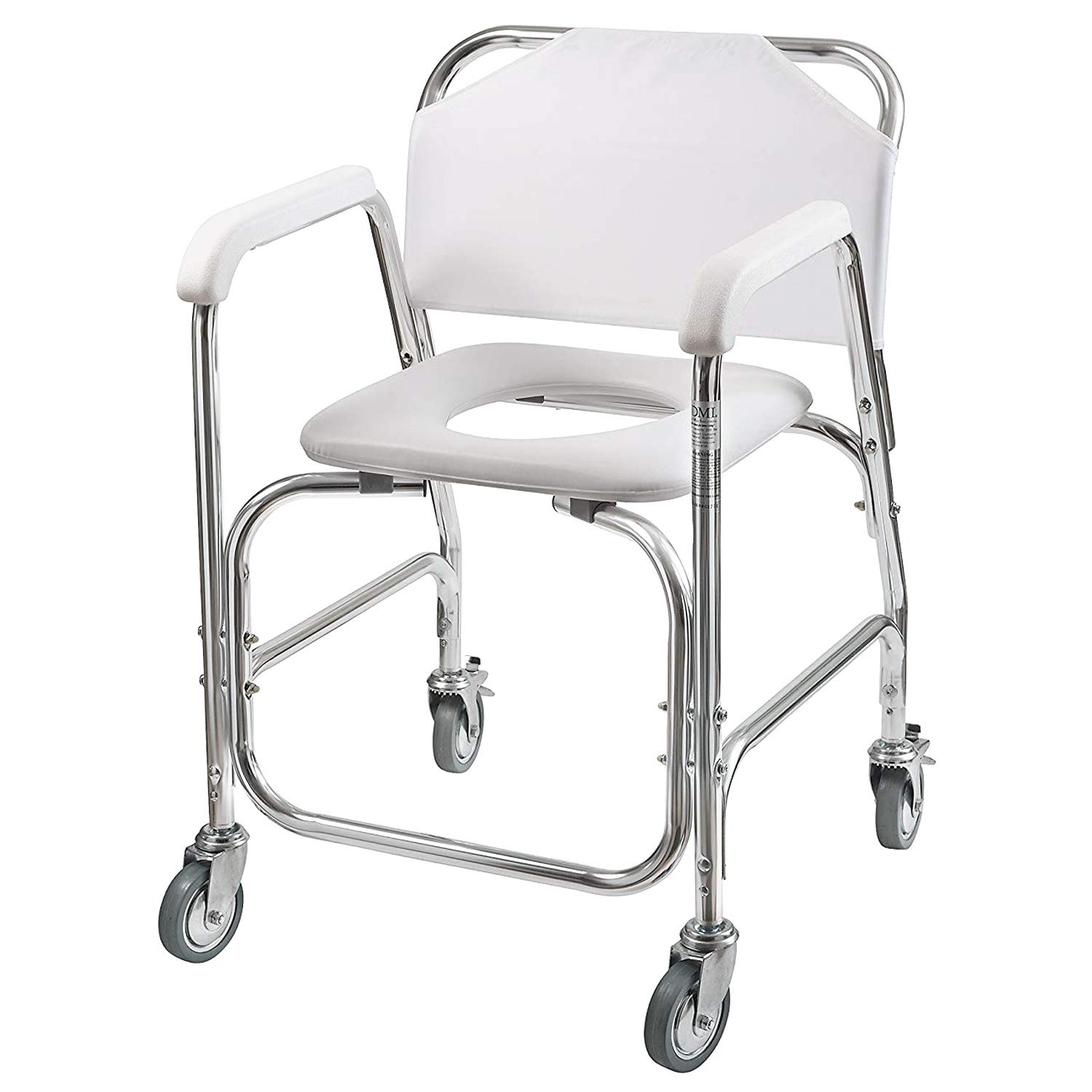 DMI 3-1 Rolling Shower Chair, Rolling Bathroom Wheelchair for Handicapped, Elderly, Injured or Disabled & Transfer Board and Slide Board, FSA Eligible, Made of Heavy-Duty Wood for Patient