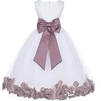 Wedding Rose Petals White Tulle Flower Petals Girl Toddler Gown Handmade 302T