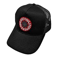 Red Hot Chili Peppers Logo Black Mesh Back Baseball Cap One Size Adjustable, Black, One Size-L
