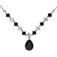 Natural Black Spinel Gemstone Necklace White Topaz Necklace Dainty Necklace Designer Jewelry 925 Sterling Silver Jewellery Birthstone Necklace Jewelry For Women's & Girls