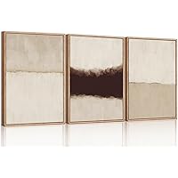 Large Abstract Framed Canvas Wall Art Set, Modern Neutral Wall Decor, Minimalist Textured Wall Painting, Beige Black Art Print for Living Room, Bedroom, Dining Room, Office, Bathroom -16