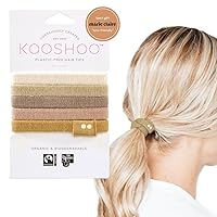 Plastic-Free Flat Hair Ties - Organic Cotton Hair Ties For Girls, Hair Tie For Thick Hair. No-Damage Hair Ties Made from Plants For Women, Toddlers, & Babies. Hair Accessories for Women. 5ct
