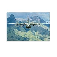 C-130 Hercules Transport Aircraft Green Military Aircraft Picture U.S. Air Force Aviation Decorative Wall Art Paintings Canvas Wall Decor Home Decor Living Room Decor Aesthetic 12x18inch(30x45cm) Un