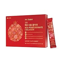 LG H&H re:tune Red Pomegranate Collagen I Liquid Collagen Supplement, Pomegranate Concentrate, Fish Scale Collagen Peptide 500 mg, Red Ginseng Concentrate, Hyaluronic Acid Vitamin C, 28 Packets
