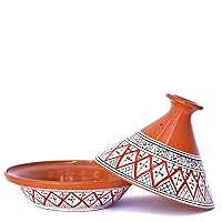 Kamsah Hand Made and Hand Painted Tagine Pot | Moroccan Ceramic Pots For Cooking and Stew Casserole Slow Cooker (Medium, Supreme Bohemian Red)