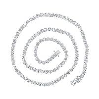 The Diamond Deal 14kt White Gold Mens Round Diamond 18-inch Tennis Chain Necklace 10-1/4 Cttw
