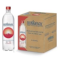 BONNEVAL Natural Sparkling Water. Mineral water from the French Alps. Recycled water bottles 6 pack, 33.8 FL OZ