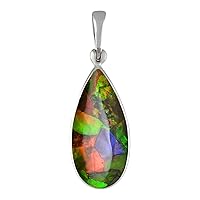 Starborn Ammolite and Sterling Silver Pear Shape Pendant