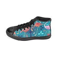 Unisex Pink Flamingos Turquoise High Top Canvas Kid's Shoes (Big Kid)