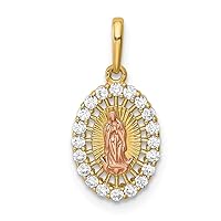 14ct Two tone Gold Our Lady Of Guadalupe CZ Cubic Zirconia Simulated Diamond Pendant Necklace Measures 17.4x8.6mm Wide Jewelry for Women