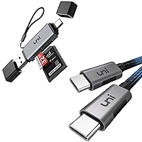 uni 100W USB C to USB C Cable 10ft Bundle with SD Card Reader