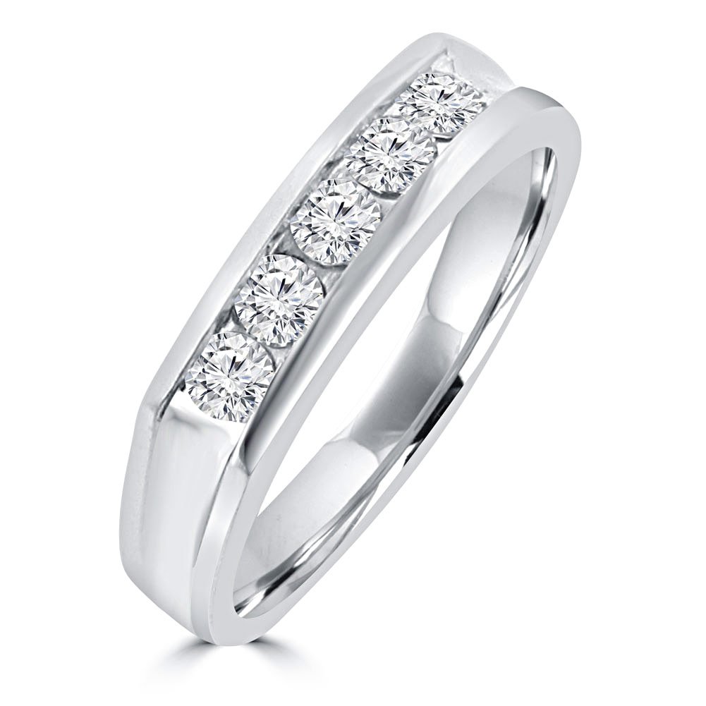 Madina Jewelry 0.50 ct Men's Round Cut Diamond Wedding Band in 14 kt White Gold