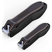  GLAMFIELDS Nail Clippers with No Splash Storage Box, Large Fingernail  Toenail Clipper Detachable Easy Clean Nail Cutter Trimmer with Nail Files  for Men & Women, Leather Case Packed(Black -1Pack) 