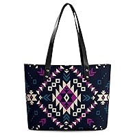 Womens Handbag Aztec Geometric Print Leather Tote Bag Top Handle Satchel Bags For Lady