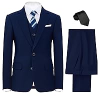 Boys' Formal Suit Set, Slim Fit, Regular, Husky 3 Versions, Ring Bearer Outfit, Adjustable Waist