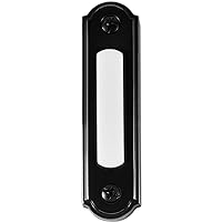 Newhouse Hardware LED Lighted Metal Door Chime Push Button (Black) | Surface Mount Lighted Door Bell Button | Replacement Wired Doorbell Button for Most Door Bell Chimes