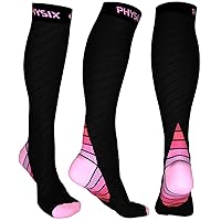 Physix Gear Compression Socks 20-30 mmHg - Men & Women - Running, Nurses, Shin Splints, Flight, Travel