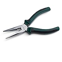 SATA 6-Inch Long Needle-Nose Side Cutting Pliers with Nickel-Chrome Steel Body and Green Anti-Slip Handles - ST70101AST