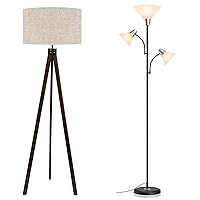 LEPOWER Wood Tripod Floor Lamp/Mid Century Standing Lamp+Floor Lamp/Standing Lamp with Replaceable 3000K Energy-Saving LED Bulbs