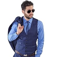 Men's Slim Fit Dress Suit Vest 5 Button Adjustable Back Strap