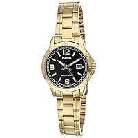 Casio LTP-V004G-1B Women's Gold Tone Stainless Steel Black Dial Date Dress Watch