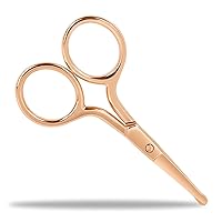Nose Hair Scissors, Safety Rounded Tip Small Scissors for Eyebrow, Nose Hair, Beard, Ear Hair, Stainless Steel Eyebrow Scissors, Professional Facial Hair Trimming Scissors for Men & Women(Gold)