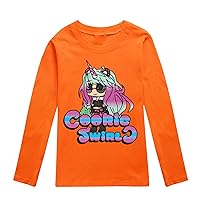 Kids Casual Crew Neck Long Sleeve Cotton Tops Cookie Swirl C Lightweight T-Shirts Fall Blouses for Girls(2-16Y)