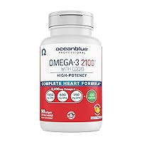 Oceanblue Professional Omega-3 2100 with CoQ10 – 90 ct – Triple Strength Fish Oil Supplement with High-Potency EPA and DHA, and CoQ10 – Orange Flavor (30 Servings)