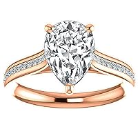 925 Silver,10K/14K/18K Solid Rose Gold Handmade Engagement Ring 2.50 CT Pear Cut Moissanite Diamond Solitaire Wedding/Gorgeous Rings for/Her Woman Ring