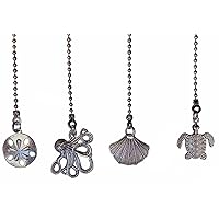Set of 4 Ocean Beach Theme Octopus Shells Turtle Fan Light Pull Chains
