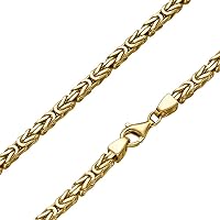 SchmuckForever Gold-Plated 4 mm Byzantine Chain Solid 925 Silver – Choice of Lengths – Gold Plated – Necklace or Bracelet