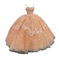 Women's Spaghetti Strip Quinceanera Dress Sweet 16 Dress with Detachable Cowl Cape Long Prom Gown