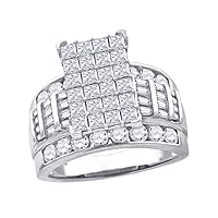 925 Sterling Silver Women Princess cut CZ Cubic Zirconia Simulated Diamond 9.5mm Bridal Band Ring Jewelry for Women - Ring Size Options: 6 7 8 9