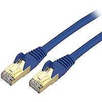 StarTech.com 3ft CAT6a Ethernet Cable - 10 Gigabit Shielded Snagless RJ45 100W PoE Patch Cord - 10GbE STP Network Cable w/Strain Relief - Blue Fluke Tested/Wiring is UL Certified/TIA (C6ASPAT3BL)