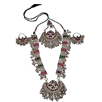 Afghan Tribal Afgani Full Necklace Earrings ,Headdress Set for Funtions and Parties
