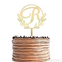 Mirror Personalized Initial R Letter Cake Topper,Wedding Gold Cake Decoration Favors Cake Decorating Party Supplies