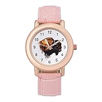 Save The Sky Bisons Women's Watches Classic Quartz Watch with Leather Strap Easy to Read Wrist Watch