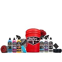 Jay Leno's Garage Car Essential Detailing Bucket Kit - Sprays, Liquids, Microfiber Towels, Applicators and Wash Mitt