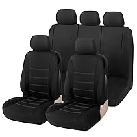Foneso Car Seat Covers, Full Set Car Seat Protectors, 100% Breathable with Composite Sponge Inside, Airbag Compatible Universal Fit Accessories Auto for Cars, Trucks, Sedan, Van, SUVs (Black)