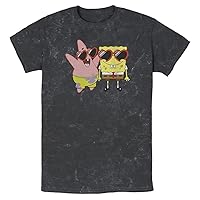Nickelodeon Spongebob Squarepants & Patrick Heart Glasses Portrait Men's Wash T-Shirt