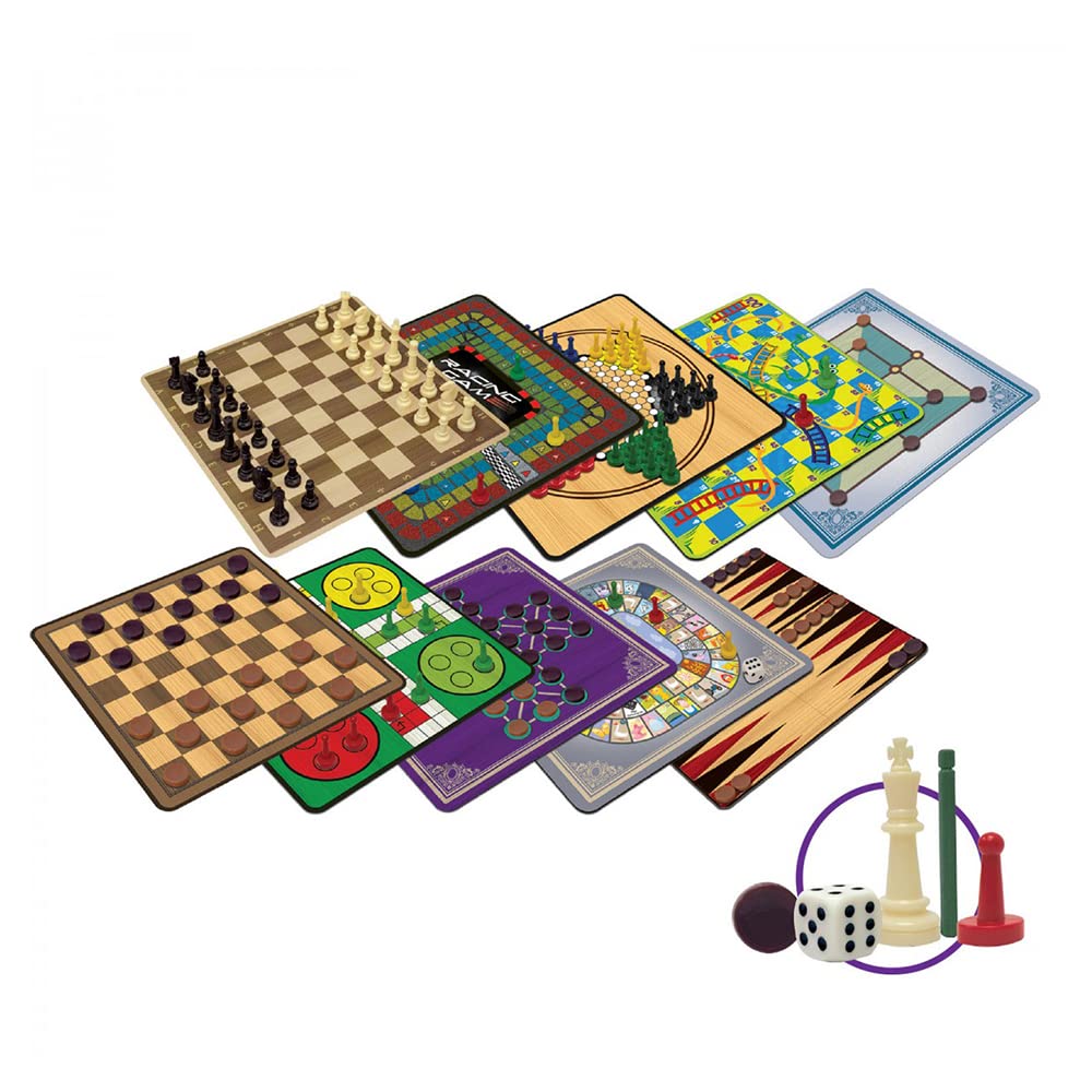 Merchant Ambassador: Classic Games, Enjoy 100 Different Games, Includes 5 Double-Sided Playing Boards, Fun for Children and Adults, For Ages 3 and up